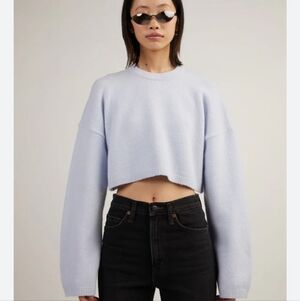 OAK + FORT soft blue / purple cropped oversized sweater / M
